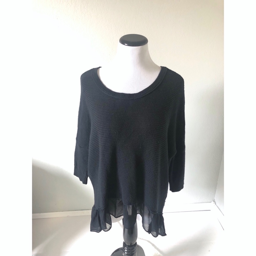 AE • Black Ruffle Knit Sweater